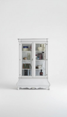 Klassieke woonkamermeubels Witte houten vitrine Woonkamerkast