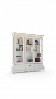 Houten vitrinekast Luxe kasten Klassiek dressoir Meubels Italiaans 185x50cm