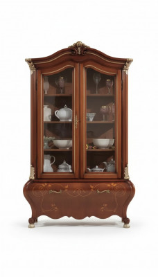 Luxe houten vitrine buffetkast ontwerp kasten bruin Italiaanse meubels nieuw