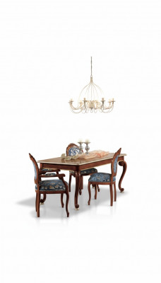 Klassieke eetkamerset luxe tafel 2x armstoelen hout groep 5-delig