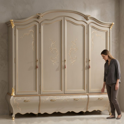 Grote klassieke vierdeurs kledingkast luxe massief houten meubels