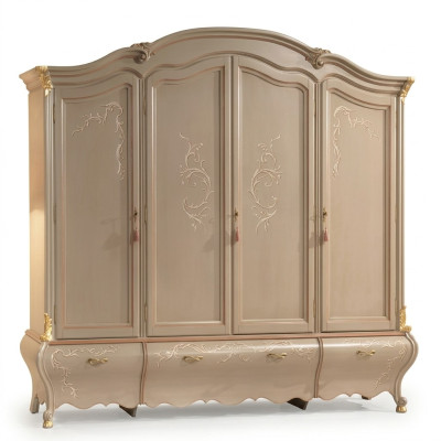 Grote klassieke vierdeurs kledingkast luxe massief houten meubels