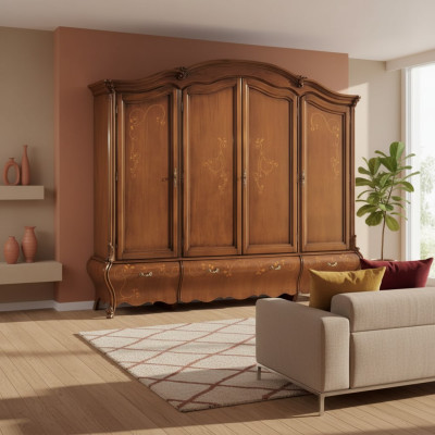 Massief houten kast Klassieke luxe slaapkamer meubels Bruin Nieuw