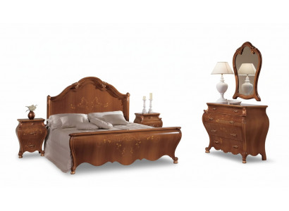 Bruine slaapkamer set Luxe meubels Bedden Nachtkastjes Spiegel Commode