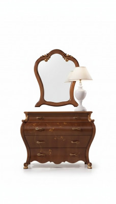 Slaapkamer spiegel commode hout Klassiek design Luxe Bruin Nieuw