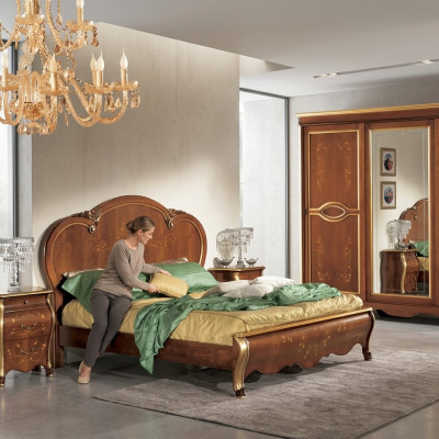 Bed bekleding Klassiek tweepersoonsbed Houten hotelbedden Slaapkamer bekleding