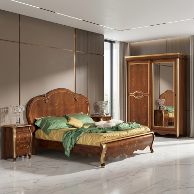 Bed bekleding Klassiek tweepersoonsbed Houten hotelbedden Slaapkamer bekleding