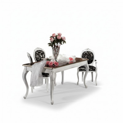 Ontwerp eetkamer houten meubels 4x stoelen witte tafel eetgroep eetkamerset 5-delig.