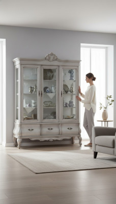 Houten vitrine Luxe kast Klassiek dressoir Meubels Italiaanse kasten