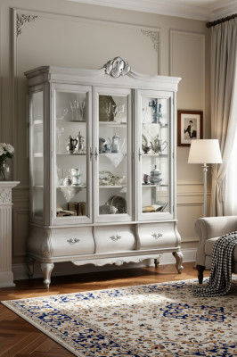 Houten vitrine Luxe kast Klassiek dressoir Meubels Italiaanse kasten