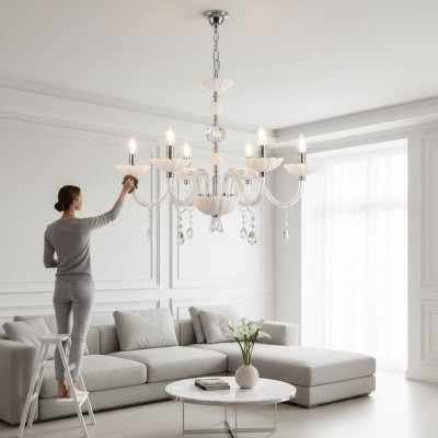 Kristallen kroonluchter plafondlamp Zeus Witte plafondlamp licht