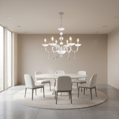 Kristallen kroonluchter plafondlamp Zeus Witte plafondlamp licht