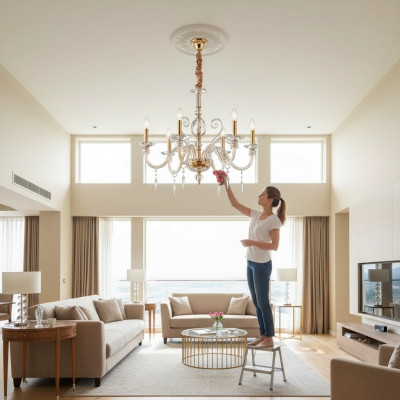 Stijlvolle gouden kristallen kroonluchter plafondlamp hanger nieuw