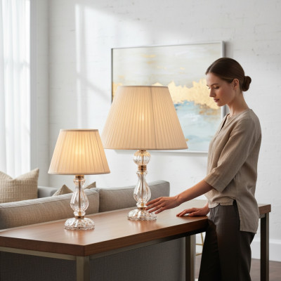 Witte transparante tafellamp in antieke stijl kroonluchter kristallen lamp