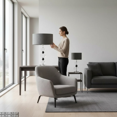 Stijlvolle tafellamp Grijze lamp Moderne verlichting Nieuwe tafellamp
