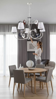 Luxe 4x lampen kroonluchter plafondlamp art deco wit nieuw
