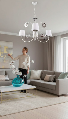 Luxe 3x lamp kroonluchter plafondlamp Art Deco wit Nieuw