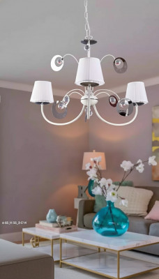 Luxe 3x lamp kroonluchter plafondlamp Art Deco wit Nieuw