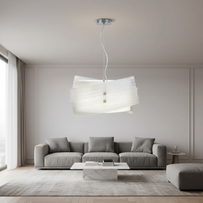 Moderne witte hangende kroonluchter met 2 lampen. Stijlvolle plafondlamp.