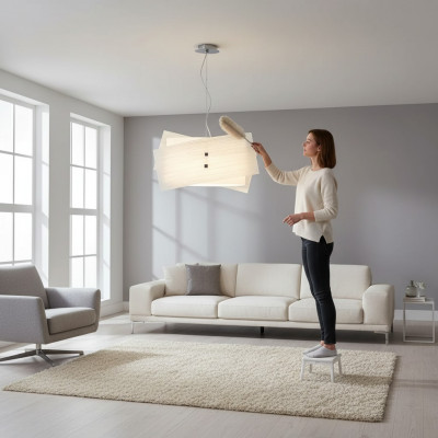 Stijlvolle plafondlamp met klassiek witte kroonluchter met 2 lampen nieuw.