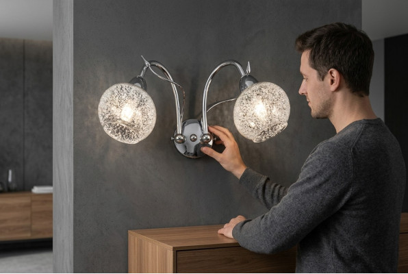 Luxe wandlamp Grijs 2x Lampen Ronde vorm Decoratie