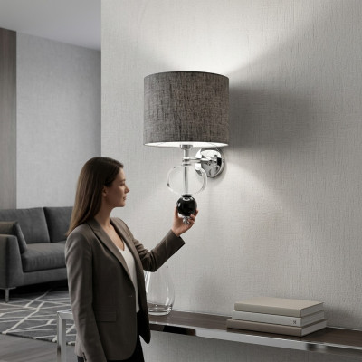 Grijze moderne wandlamp wand kroonluchter woonkamer inrichting stijl