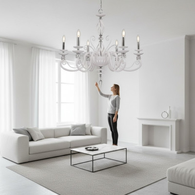 Plafondlamp Hanglamp Luchter Kroonluchter Glas Wit Lampen Antieke Stijl