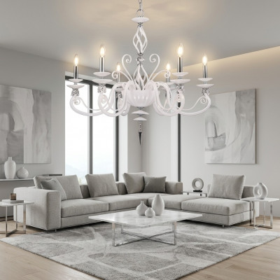 Plafondlamp Hanglamp Luchter Kroonluchter Glas Wit Lampen Antieke Stijl