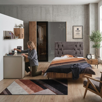 Slaapkamermeubilair Jeugdkamer Kinderkamer Bed Kledingkast 4 delen.