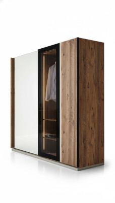Moderne kledingkast Luxe houten kasten Glas stijlvolle slaapkamer