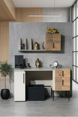 Stijlvolle kantoormeubelen compleet set plank bureau hout Topkwaliteit nieuw