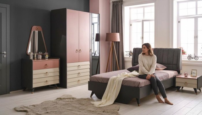 Luxe slaapkamer set bed nachtkastje kledingkast commode spiegel nieuw
