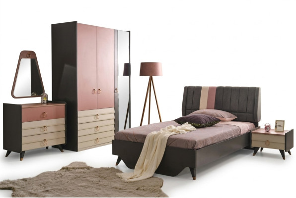 Luxe slaapkamer set bed nachtkastje kledingkast commode spiegel nieuw