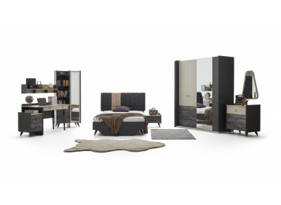 Luxe grijze slaapkamer set kinderkamer jeugdkamer 7 delig bed