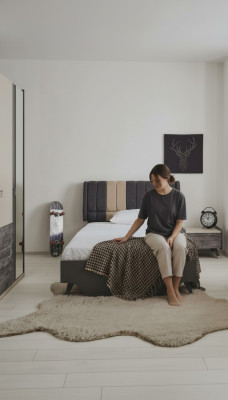 Luxe stijlvolle grijze slaapkamerset met modern bed en nachtkastje nieuw