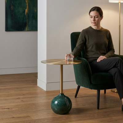 Ronde gouden bijzettafel salontafel slaapkamer commode tafels console