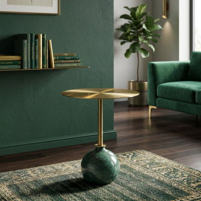 Ronde gouden bijzettafel salontafel slaapkamer commode tafels console