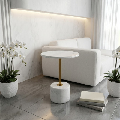 luxe salontafels Rond modern marmer Wit Bijzettafel nieuw