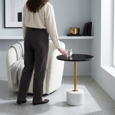 Marmer stijlvolle bijzettafel luxe salontafels Rond modern