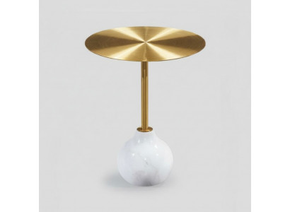 Moderne ronde salontafel van metaal, stijlvol goud bijzettafel nieuw luxueus.