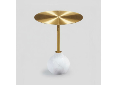 Moderne ronde salontafel van metaal, stijlvol goud bijzettafel nieuw luxueus.