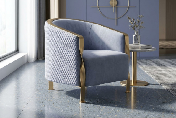 Moderne luxe grijze fauteuil meubels televisiebank gestoffeerde clubstoel metaal