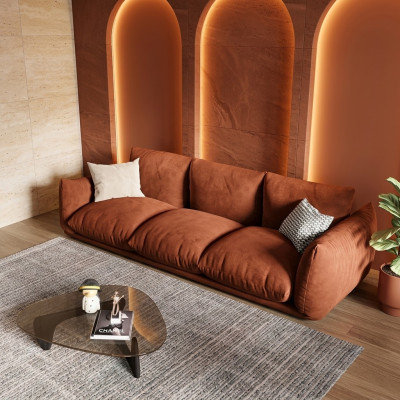 Bankstel 3-zits Stof Hout Modern Bruin Bank Luxe Nieuw Bankstel