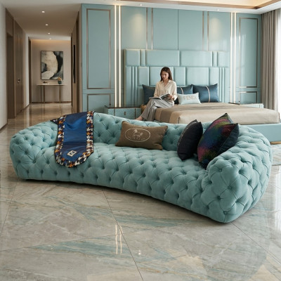 Bank 3-zits Chesterfield Groen Beklede Bankstellen Design Kunstleer Nieuw Modern