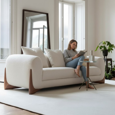 Bankstel 3-zits Wit Hoogwaardig Gestoffeerde Bankstellen Ontwerp Textiel Nieuw Modern