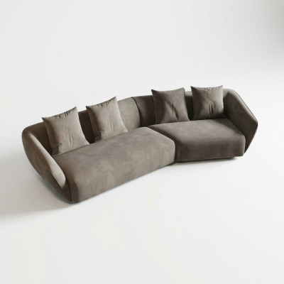 Exclusieve luxe 4-zits bank stoffen zitting moderne textielmeubels grijs kleur