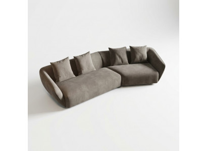 Exclusieve luxe 4-zits bank stoffen zitting moderne textielmeubels grijs kleur