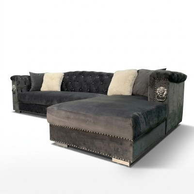 Hoekbank Bank Bankstel Design Bankstellen Woonlandschap Grijs Stof