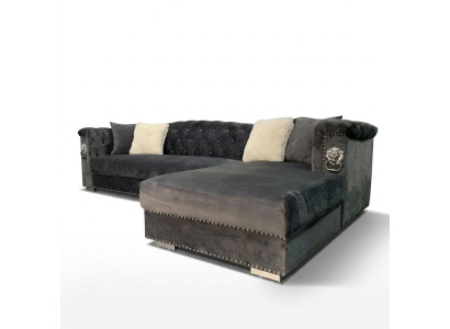 Hoekbank Bank Bankstel Design Bankstellen Woonlandschap Grijs Stof
