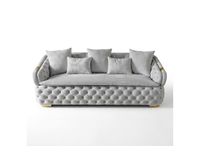 luxe ontwerper grijs 3-zits luxe Chesterfield stoffen bank moderne nieuwste